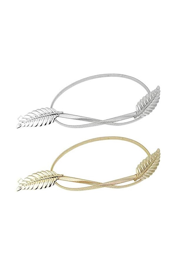 Xrten Élastique avec Boucle en Métal à Forme de Feuille Décorative en Ceinture, Accessoire Sangle Réglable Ceinture de Décora