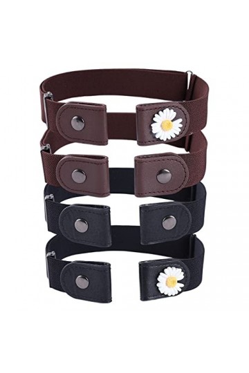 Togetherkings 4 Pièces Ceinture Élastique Invisible Unisexe,Invisible Ajustable Ceinture Extensible,Ceintures Taille Invisibl