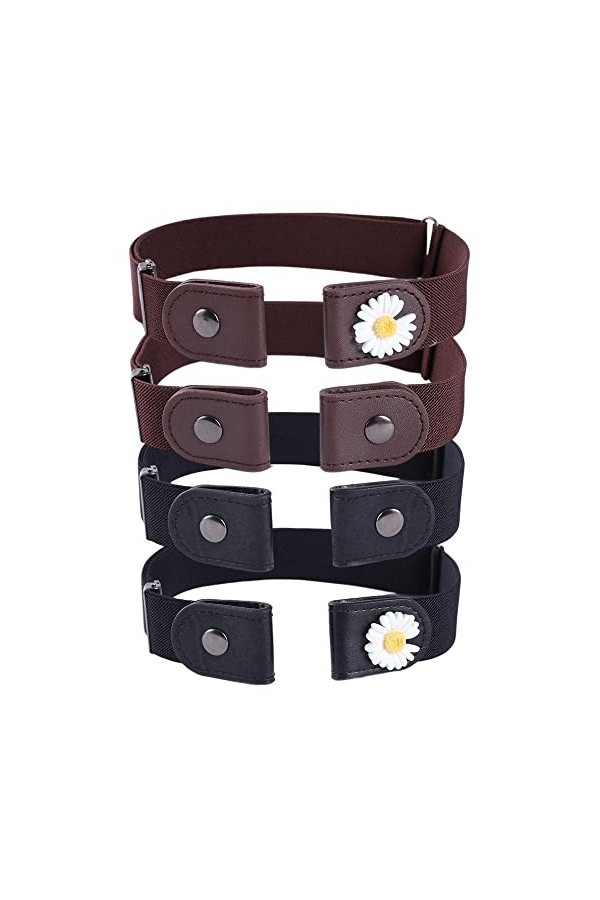 Togetherkings 4 Pièces Ceinture Élastique Invisible Unisexe,Invisible Ajustable Ceinture Extensible,Ceintures Taille Invisibl