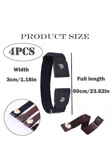 Togetherkings 4 Pièces Ceinture Élastique Invisible Unisexe,Invisible Ajustable Ceinture Extensible,Ceintures Taille Invisibl
