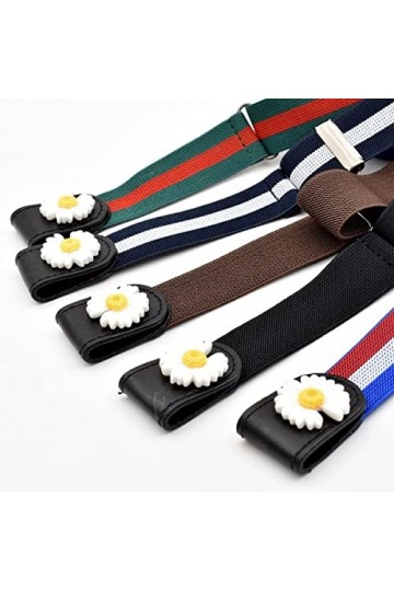 DBAILY Ceinture Invisible sans Boucle Femme, 5 Pièces Elastique sans Boucle Ceinture Unisexe Invisible Réglable avec Boucle d