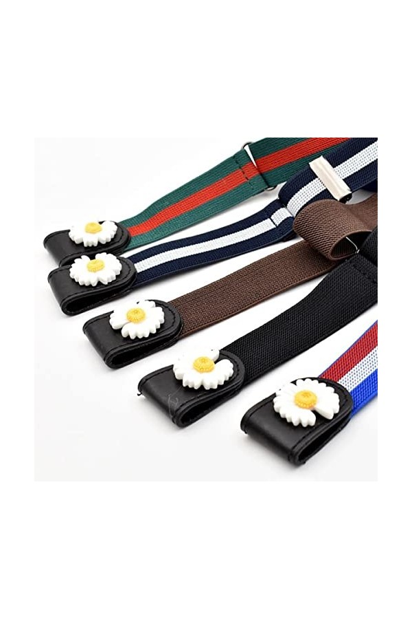 DBAILY Ceinture Invisible sans Boucle Femme, 5 Pièces Elastique sans Boucle Ceinture Unisexe Invisible Réglable avec Boucle d