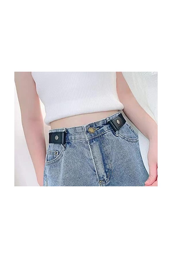 CHUANGOU Ceinture Sans Boucle Ceinture Femme Ceinture élastique Invisible pour Femme ou Homme 1 pièce , Noir, 120