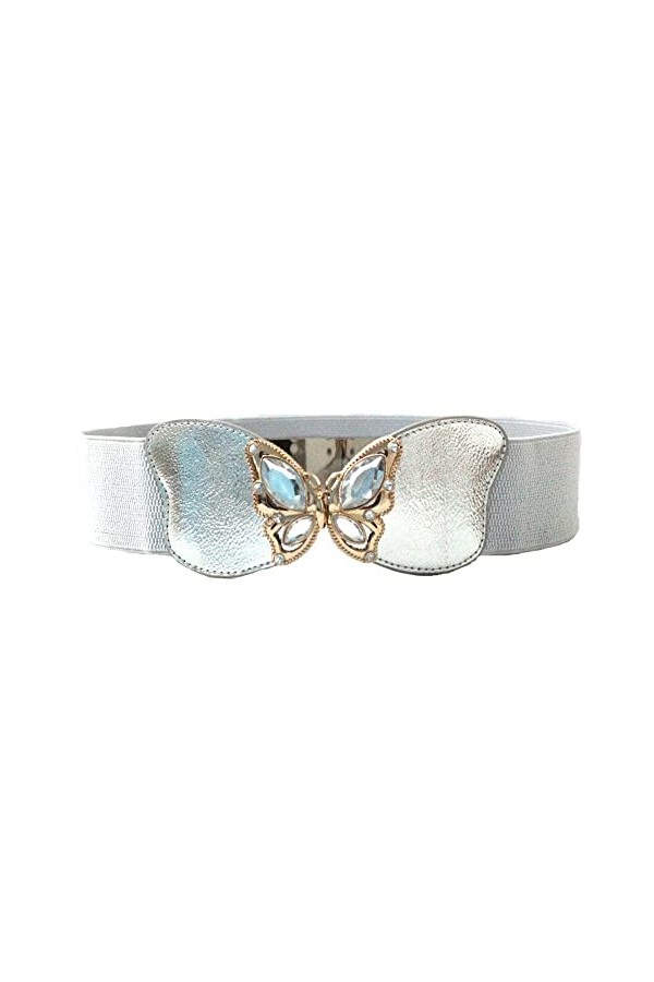 Trimming Shop Femmes Ceinture avec Strass Clouté Doré Papillon Boucle, Extensible Large Ceinture pour Mariage Robes, Soirée, 