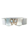 Trimming Shop Femmes Ceinture avec Strass Clouté Doré Papillon Boucle, Extensible Large Ceinture pour Mariage Robes, Soirée, 