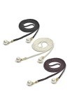 JinYu Lot de 3 ceintures tressées pour femme - Pour dos de vêtements - Blanc - Chameau pendentif perle , Noir blanc, chameau