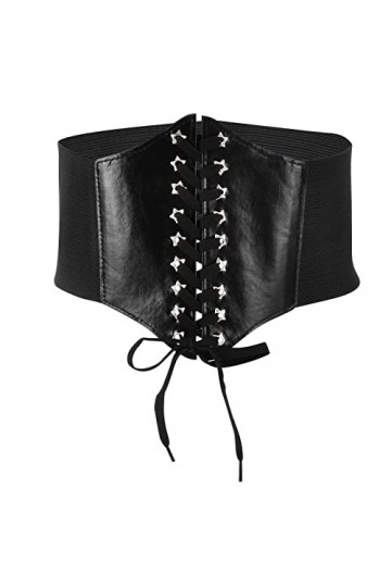 Hapivida Ceinture corset taille élastique, ceinture rétro à lacets, ceinture élastique large noire pour femmes Grils