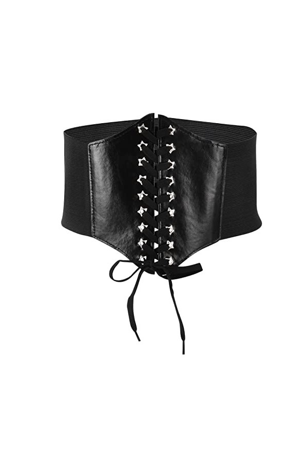 Hapivida Ceinture corset taille élastique, ceinture rétro à lacets, ceinture élastique large noire pour femmes Grils