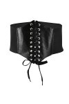 Hapivida Ceinture corset taille élastique, ceinture rétro à lacets, ceinture élastique large noire pour femmes Grils