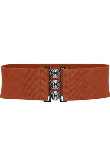 BlackButterfly Classique Triple Crochet Large Élastique Sangle Extensible Taille Ceinture Marron, S 