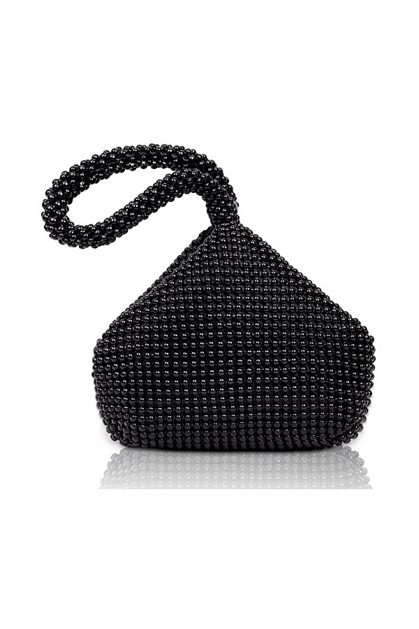 Larcenciel Pochettes et Clutches Femme, Chic Mini Sac de Soirée En Perles, Sac à Main Triangulaire RéTro, Élégance Porte-Monn