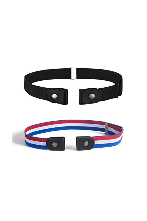 Clyhon 2 Pièces Ceinture Extensible Sans Boucle Ceinture sans Boucle Ceinture Élastique Invisible Unisexe pour Jeans Pantalon