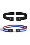 Clyhon 2 Pièces Ceinture Extensible Sans Boucle Ceinture sans Boucle Ceinture Élastique Invisible Unisexe pour Jeans Pantalon