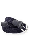 GLOMY Ceinture élastique tressée pour homme et femme ceinture de couleur unique ou double couleurs unisexe, bleu foncé, 105 c
