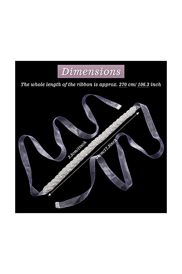 Zonon Ceintures de Mariée Mariage Ceinture Strass Cristal Ceinture de Robe de Demoiselle dHonneur pour Femmes Accessoires Ro