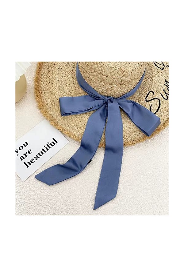 Ceinture en satin pour femme - 5 cm x 195 cm - Ruban imitation soie - Longue écharpe - Accessoires, bleu clair