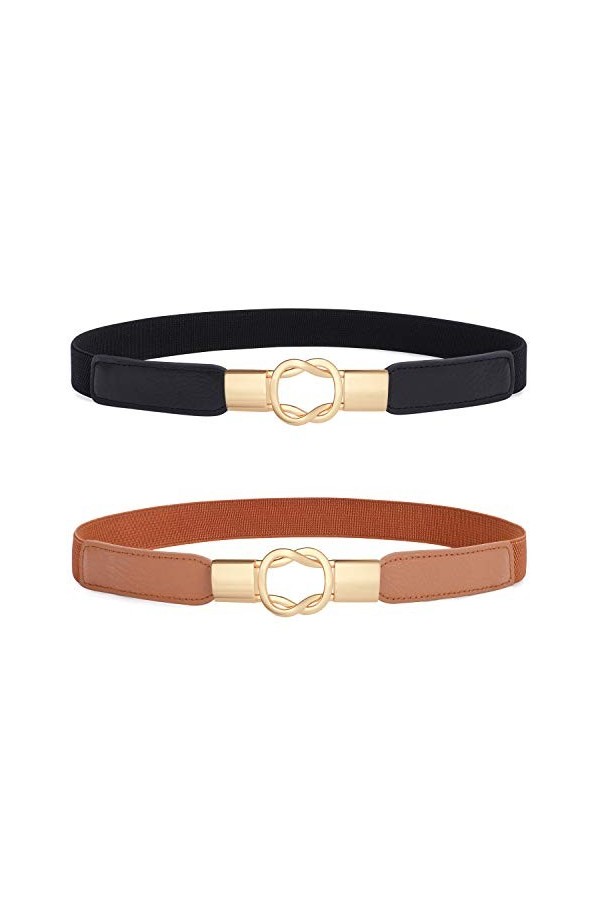 JasGood Ceinture élastique fine pour femme - Extensible - Rétro - Crochet pour robe - - 33/42W