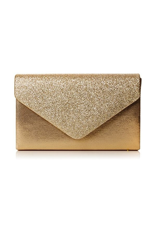 SwankySwans Femme Kelly Paillettes enveloppe Pochette de soirée fête Bal Sac dembrayage - or - Doré,