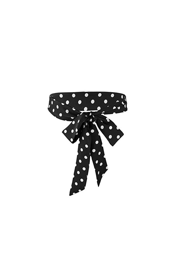 TeeYee Ceinture Satin Obi Ceinture classique pour femme Fille 170cm polka noir, L
