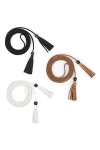 WERFORU Ceinture fine tressée à pompon pour femme, fine ceinture tissée pour robe de jupe, D-noir+blanc+marron, Anzug für Tai