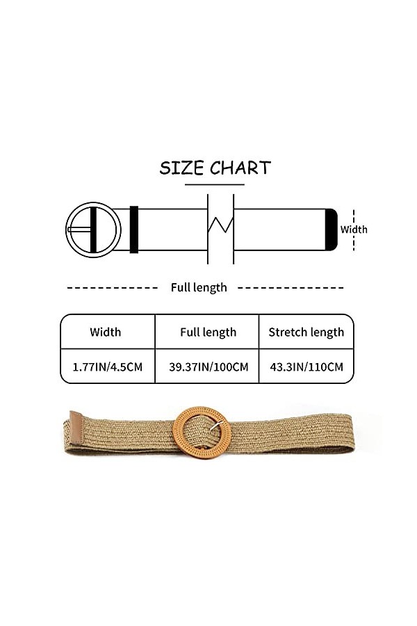 DEEDPF Lot de 2 ceintures élastiques tricotées en paille - Convient pour robe de femme, jean, pull, noir et kaki, Mélange de 