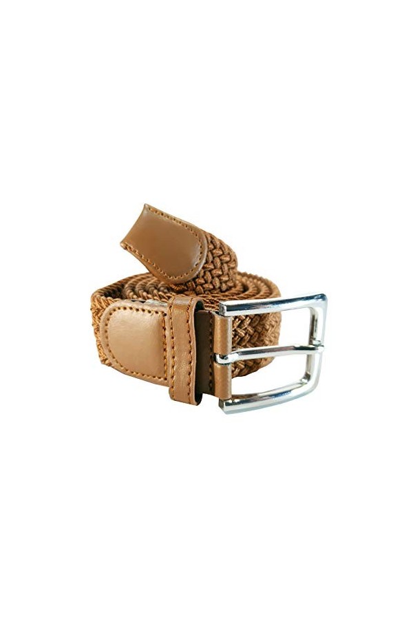 Ceinture tressée élastique et extensible ceintures avec boucle pour homme et femme. Couleurs : noir, bleu, marron, blanc, ros