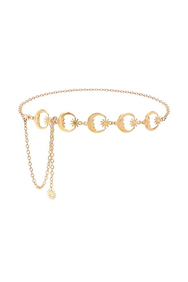 WERFORU Ceinture tendance en métal pour femme - En alliage - Réglable, B-Gold., Länge 150cm Passt Taille unter 135cm 