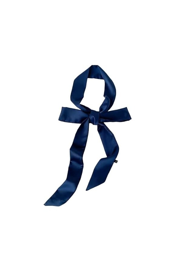 Ceinture en satin pour femme - 5 cm x 195 cm - Ruban imitation soie - Longue écharpe - Accessoires, bleu marine