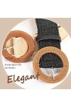 XZQTIVE Ceinture élastique tissée en paille pour femme - Ceinture extensible tendance - Large ceinture bohème tressée pour ro