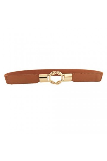 Femmes Ceinture Skinny pour Robes Rétro Stretch Mesdames Ceinture 2.5cm Large Camel