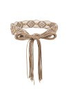 Yolev Ceinture Femme Large Boho Style Robe Ceintures Western Gland Ceinture Corde Tresse Perles en Bois Ceinture Large Tressé
