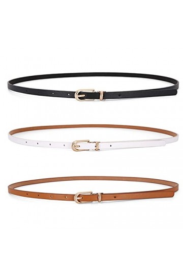 LECTNORE 3 pièces femmes ceinture en cuir maigre pour robes ceinture mince avec boucle en métal pour pantalons habillés en je