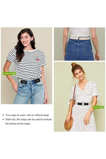 Ceintures Sans Boucle,2 Pièces Femme&Homme élastiques Ceintures Invisible Ajustable pour Jeans Pantalons Élégant Confortable 