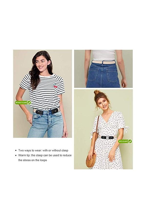 Ceintures Sans Boucle,2 Pièces Femme&Homme élastiques Ceintures Invisible Ajustable pour Jeans Pantalons Élégant Confortable 
