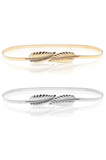 GUUFOO 2 Pièces Ceinture Stretch Femme La Ceinture à Chaîne, Courroie Ceinture Mince Ceinture, Ceinture Décorative Ceinture e