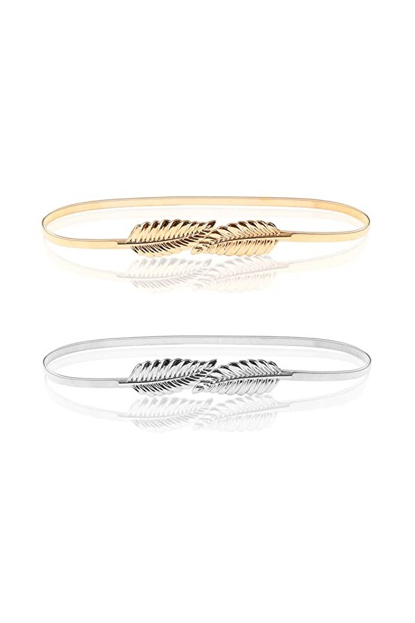 GUUFOO 2 Pièces Ceinture Stretch Femme La Ceinture à Chaîne, Courroie Ceinture Mince Ceinture, Ceinture Décorative Ceinture e