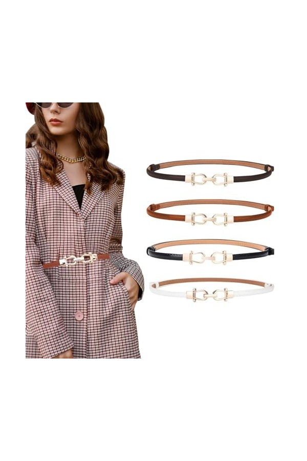 GUUFOO 2 Pièces Ceinture Stretch Femme La Ceinture à Chaîne, Courroie Ceinture Mince Ceinture, Ceinture Décorative Ceinture e