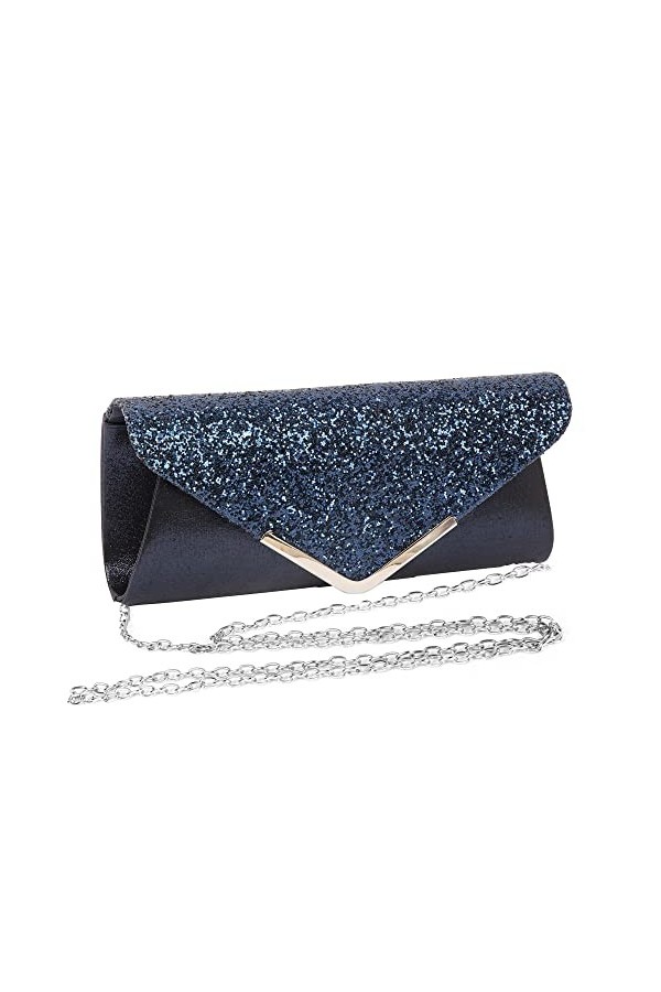 Minicloss Pochettes Enveloppe Sac de soirée avec chaîne pour femme, pochettes et Clutches Glitter Enveloppe Sac à Main avec c