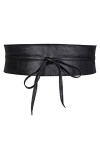 WERFORU Ceinture large Obi pour femme en cuir synthétique souple pour Halloween, Noir , M/taille 76-90cm