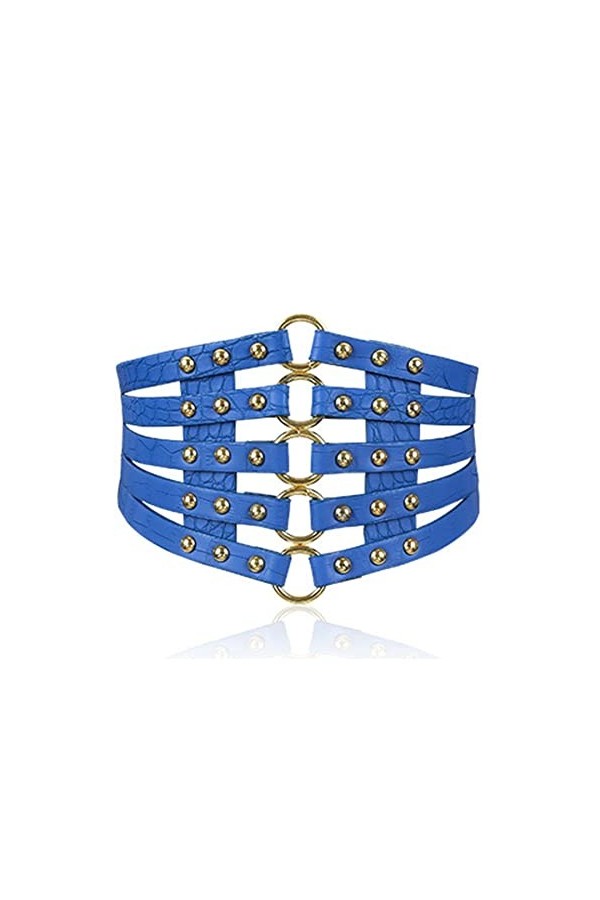 Ceinture corset pour femme, serre-taille élastique vintage pour robe, manteau, chemise, costume de cosplay, Halloween, bleu, 