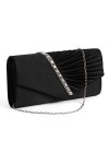 BLACKCUP Pochette élégante pour femme - Avec strass - Pochette de soirée - Pour mariage, bal, Noir