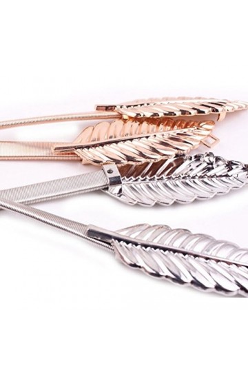 OFKPO Lot de 2 Ceinture Femme Fantaisie, Ceinture Or Femme Métal Quitte Réglables élastique, Dorée et Argentée