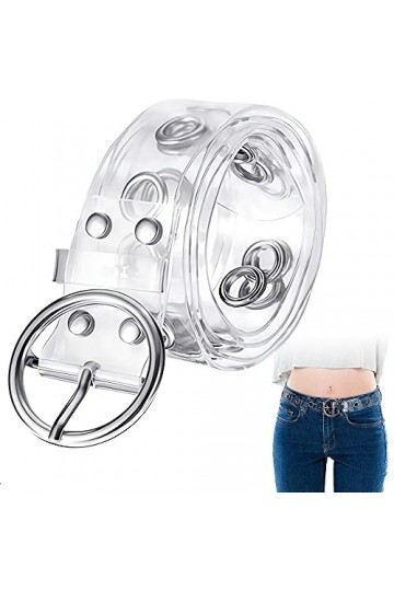 Aieraczy Ceinture Femme Fille Transparent, Œillets Transparents Ceinture, PVC Mode Trou Unique Ceinture Femmes pour Filles, J