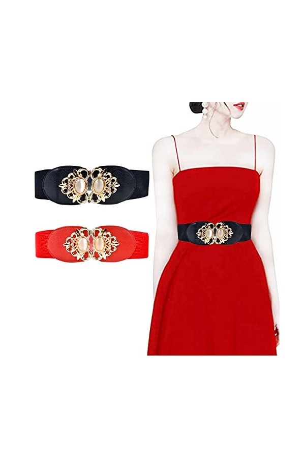 2 PCS Ceinture Elastique Ceinture Robe Ceinture Elastique Femme Ceinture Large Elastique Ceinture Femme Robe Ceinture Pour Ro