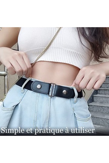 VEGCOO 4 Pièces Ceinture sans Boucle, Ceinture Élastique Femme Homme, Ceinture Invisible Réglable, Ceinture sans Boucle Exten