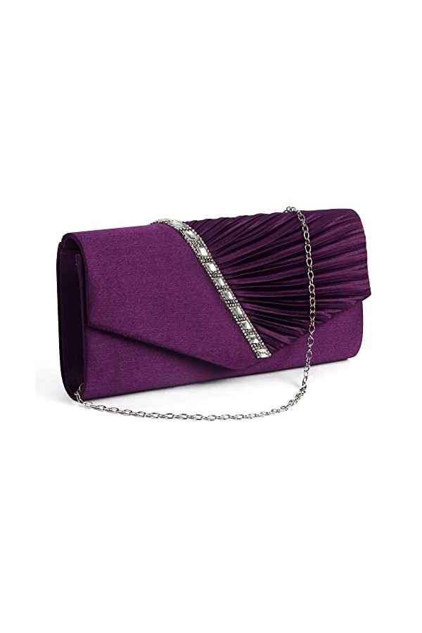 BLACKCUP Pochette élégante pour femme - Avec strass - Pochette de soirée - Pour mariage, bal, Noir