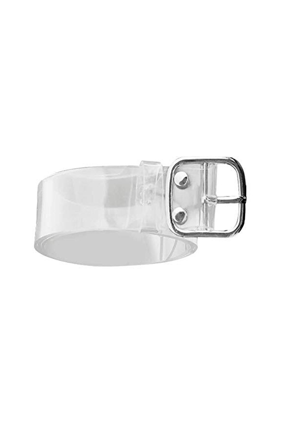 JinYu Ceinture à œillets en forme de cœur/rond/carré transparente avec boucle large, Argent rond., Medium