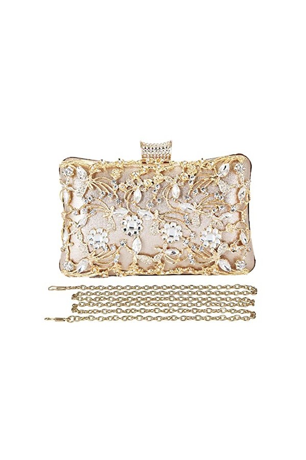 CORIOS Sac de Soirée en Strass pour Femme Pochette Mariage Sacs Fourre-Tout Sacs à Main Dépaule de Mariée Sac à Bandoulière 