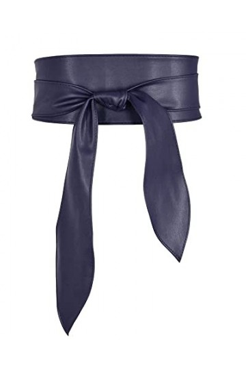 TeeYee Ceinture Obi pour femme Ceinture en cuir PU Couleur unie Ready Cinch Waist Band 209 marine