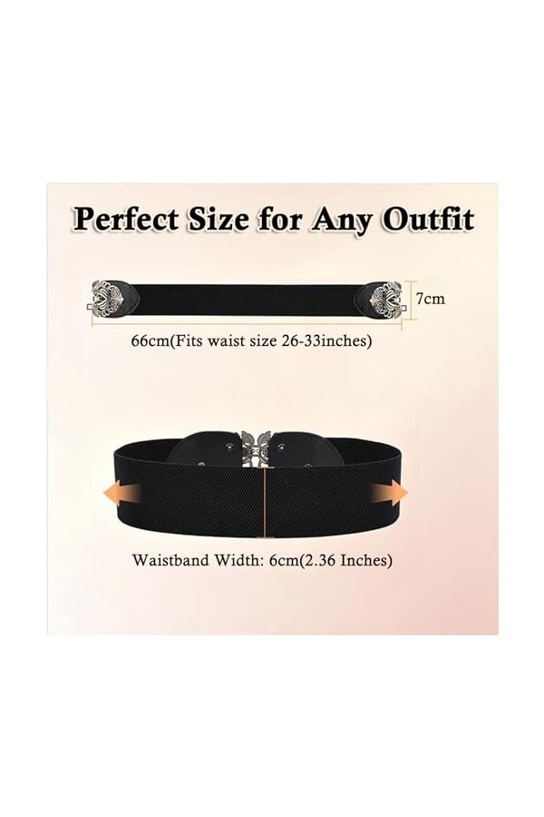 2 Pièces Ceinture Marron, Noir Large Pour Femmes, Large Élastique Boucle Vintage Ceintur, Belt Brown, Black Wide Elastic Wais